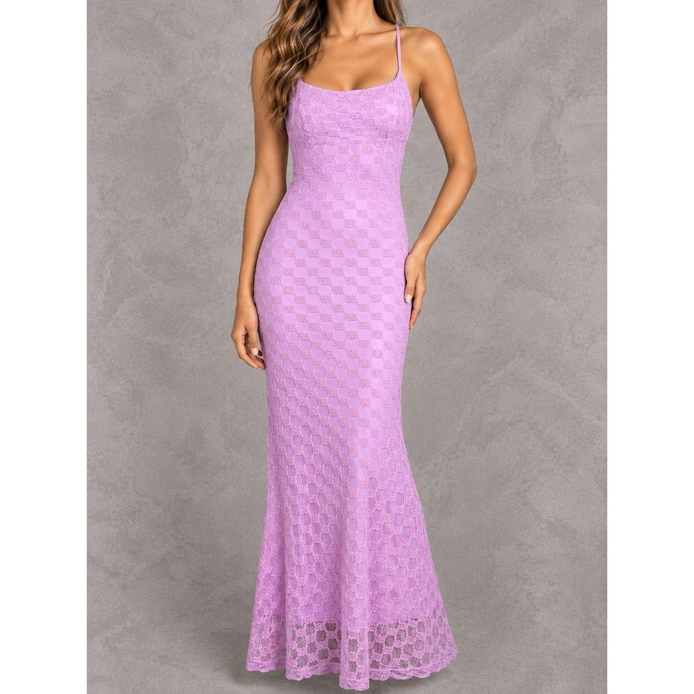 Bardot Adoni Mesh Midi Dress Womens Small Lilac Floral Fairycore Romantic Y2K